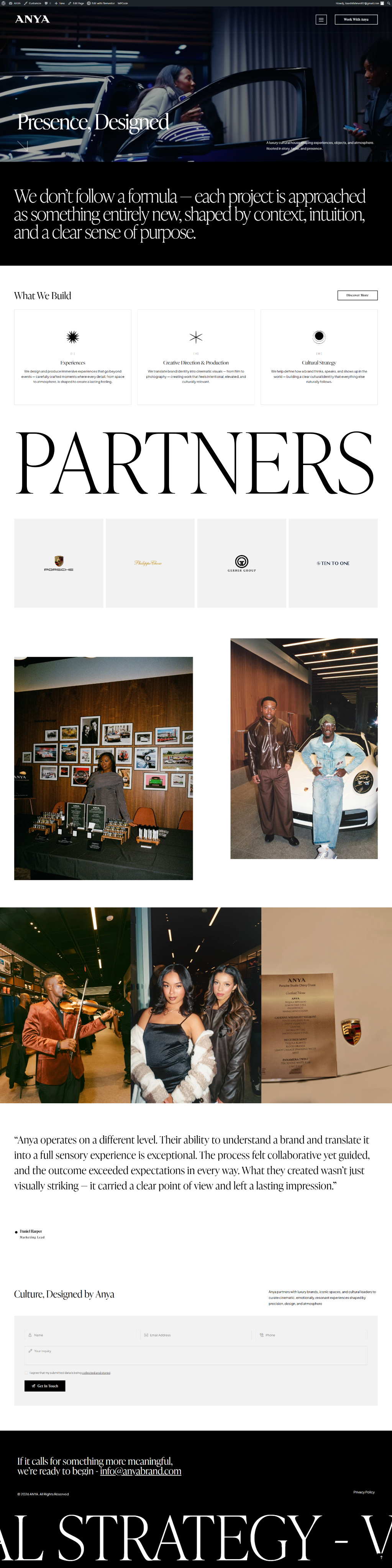 Anya Galleria website full page preview