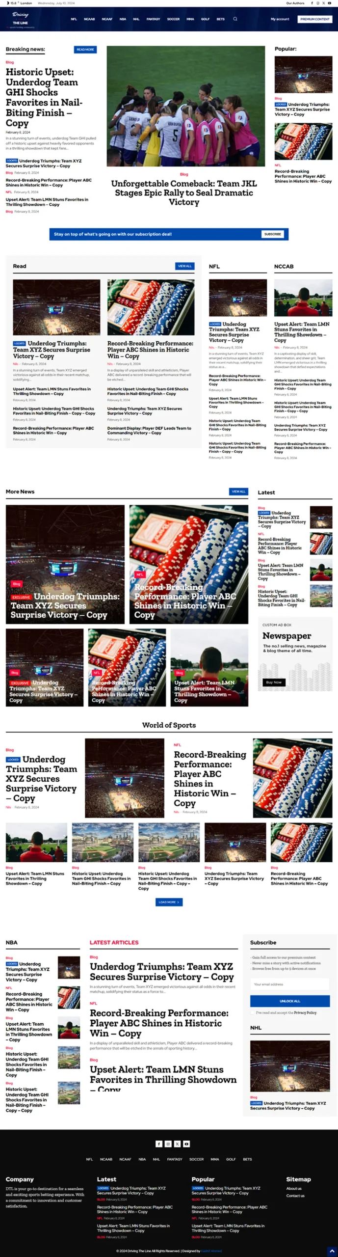 Driving The Line website full page preview